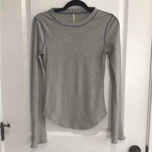 Free People Top Womens Size S Thermal Waffle Knit Long Sleeve